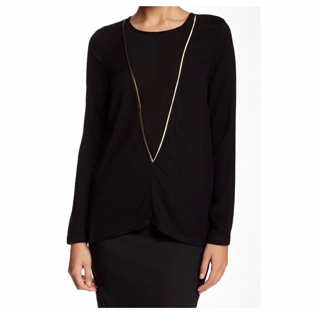 Womens Sophie Rue Contrast Plunge Keyhole Top - Sz S